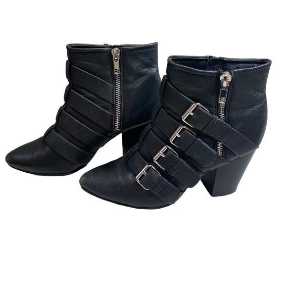 Rebecca Minkoff Womens Audrey Ankle Boots Booties Black Leather.size 6 - Picture 1 of 7